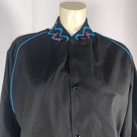 Vintage Black Aztec Snap Down Bomber Jacket Size Large - Picture 2 of 13